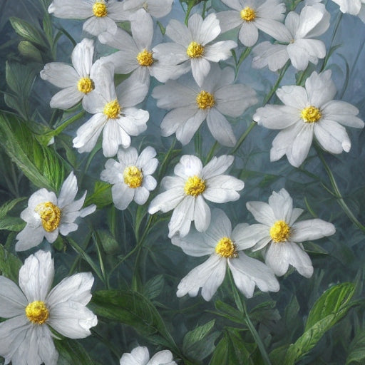 Diamond painting witte bloemetjes