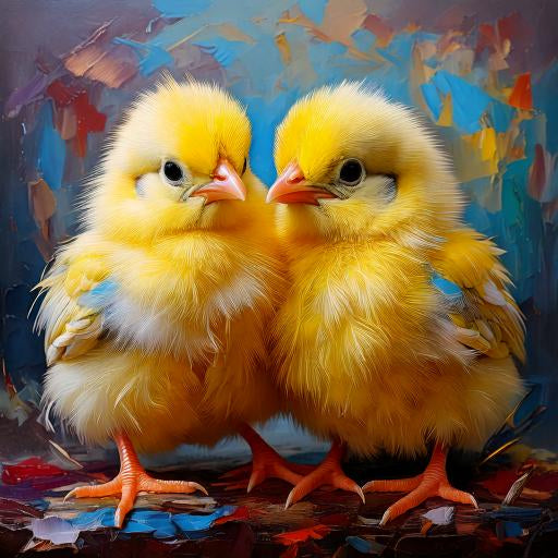 Diamond paininting twee kuikentjes kunst
