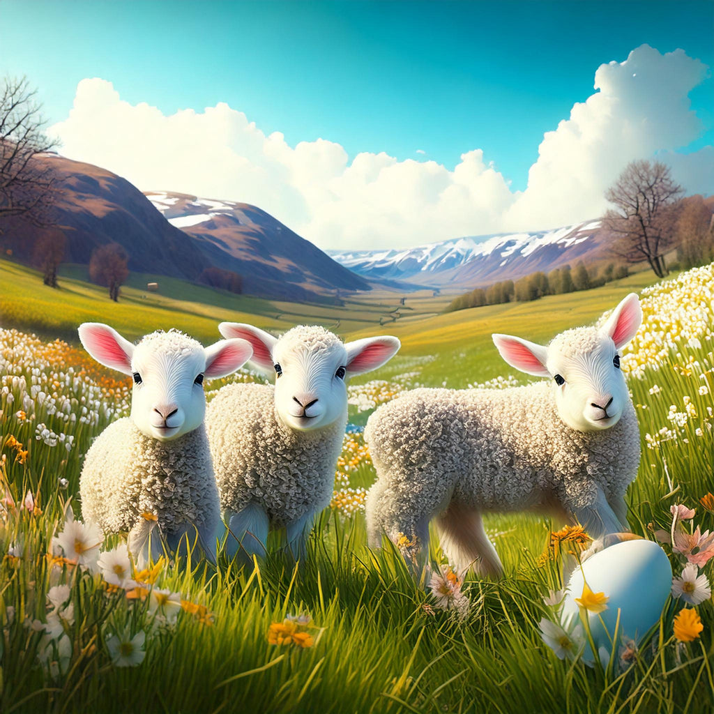 Diamond painting drie lammetjes