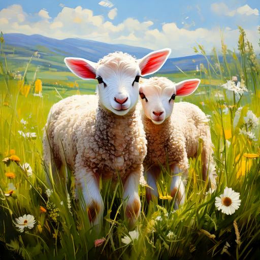 Diamond painting twee lammetjes