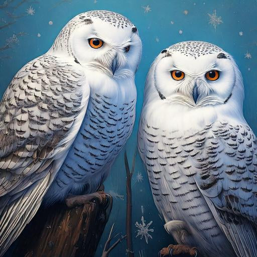 Diamond painting twee sneeuwuilen