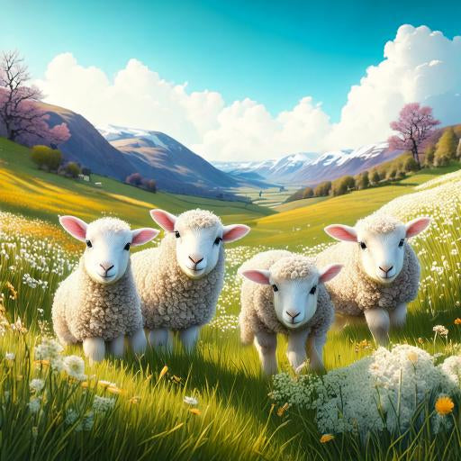Diamond painting vier lammetjes