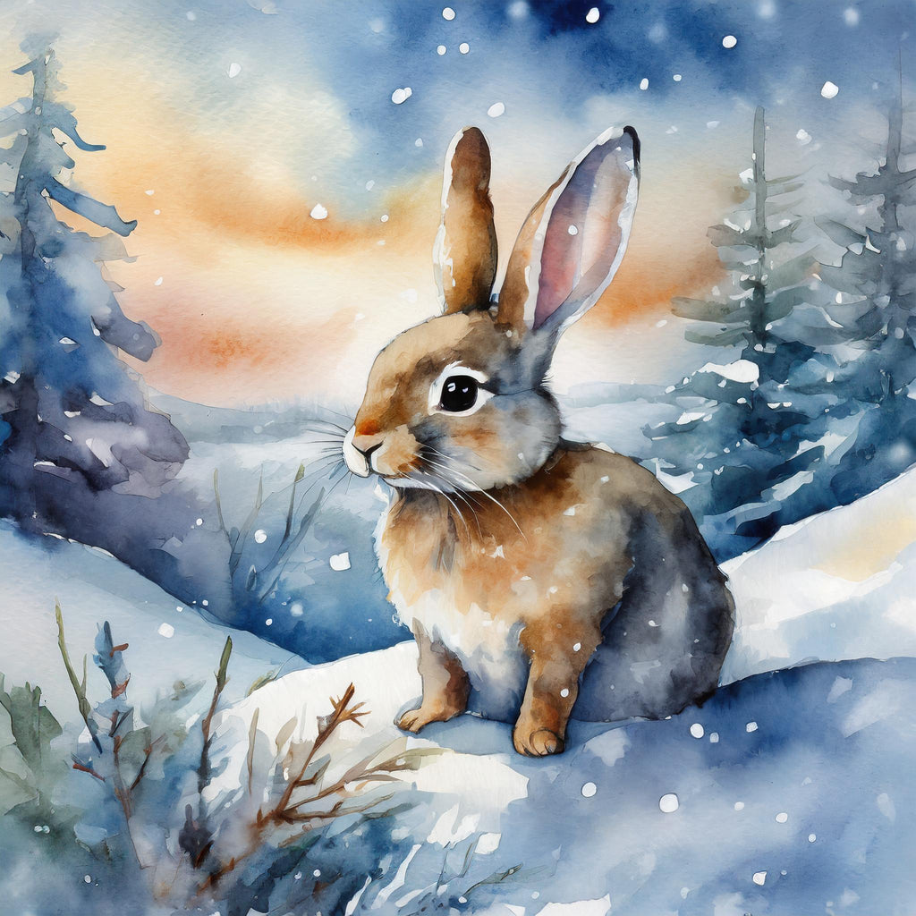 diamond painting konijn in de sneeuw