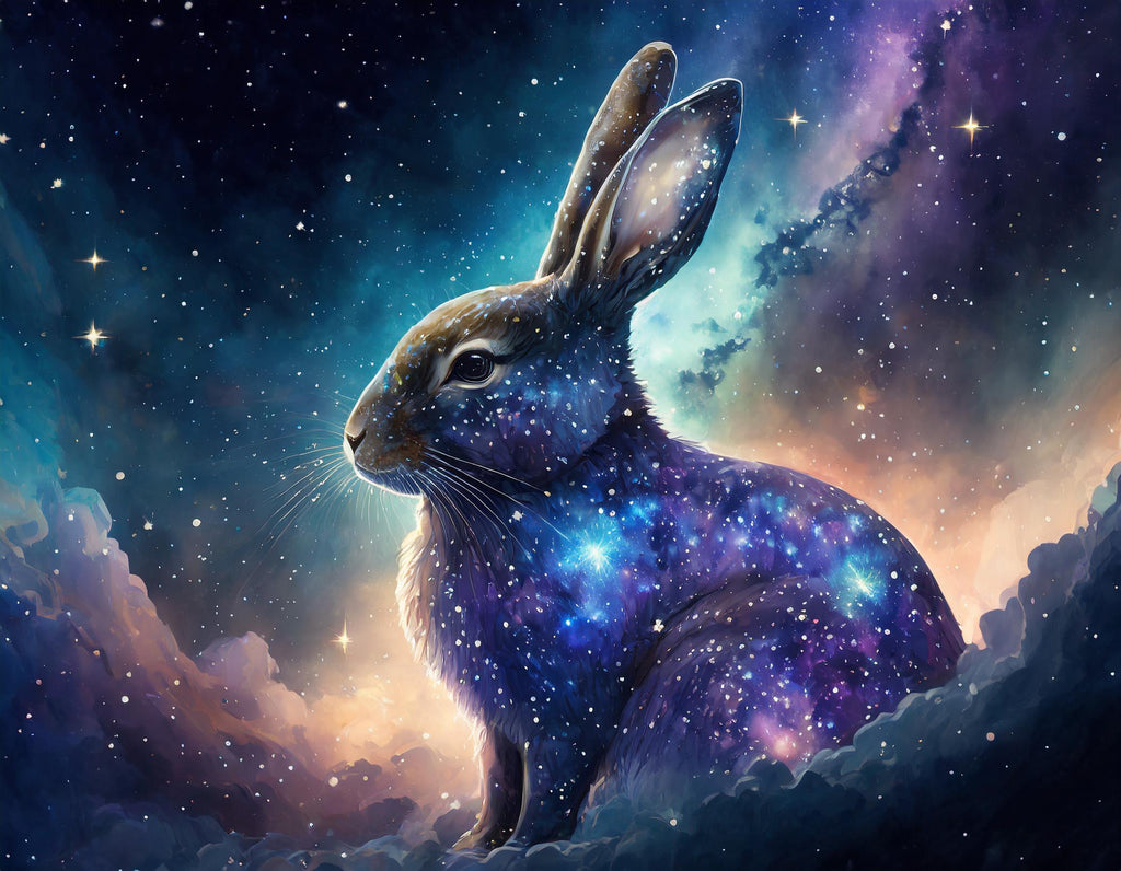 diamond painting konijn sterrenstelsel