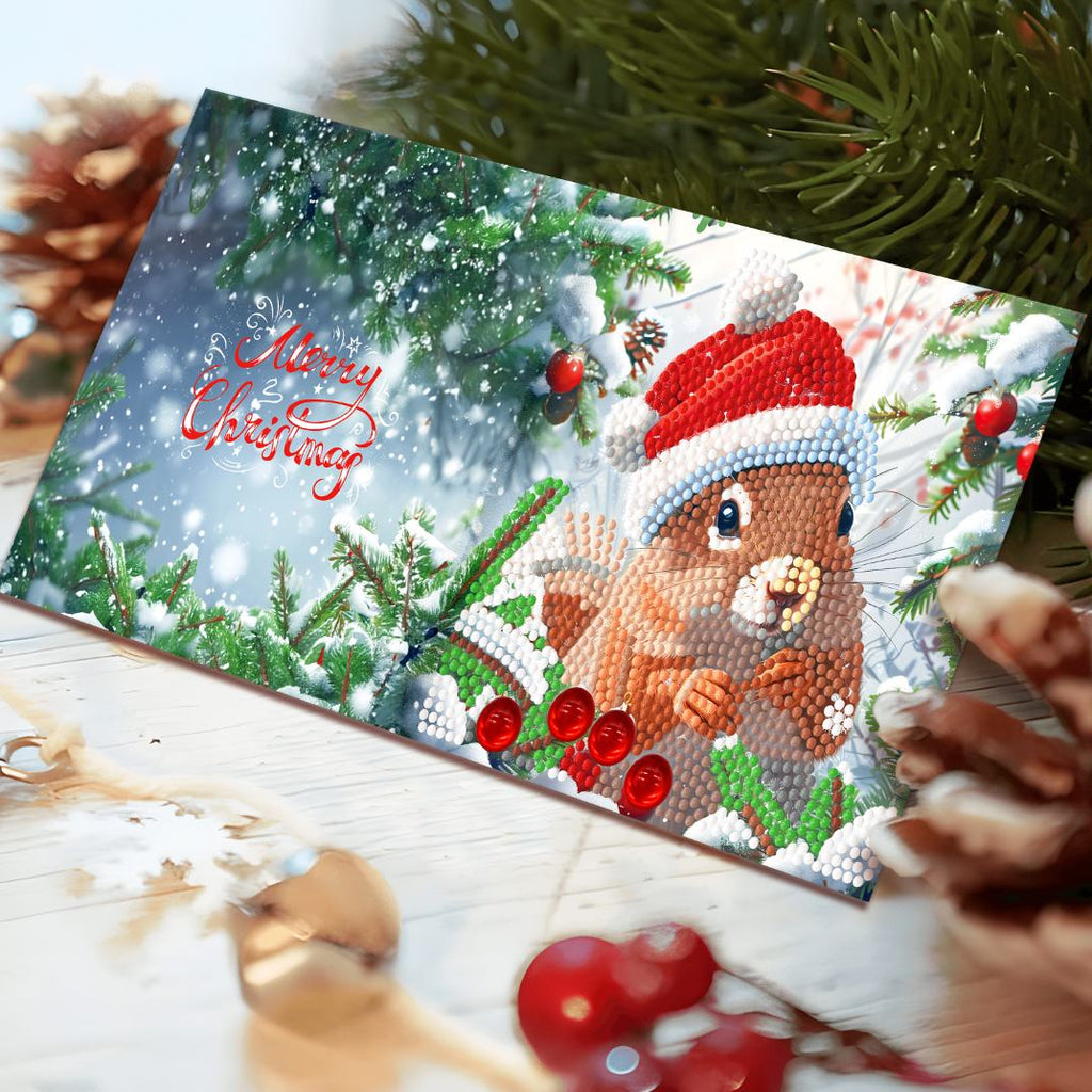 diamond painting kerstkaart eenkhoorn
