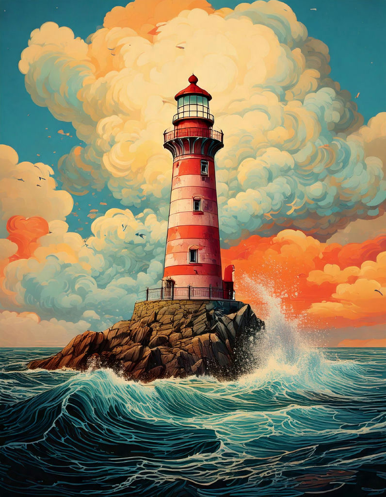 Diamond painting vuurtoren kunst