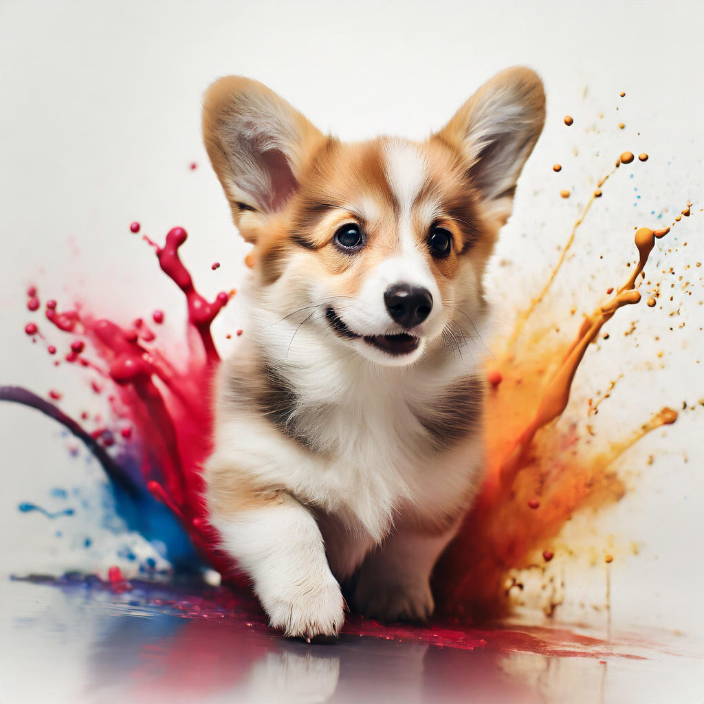 Diamond painting hond klein schattig corgi verf