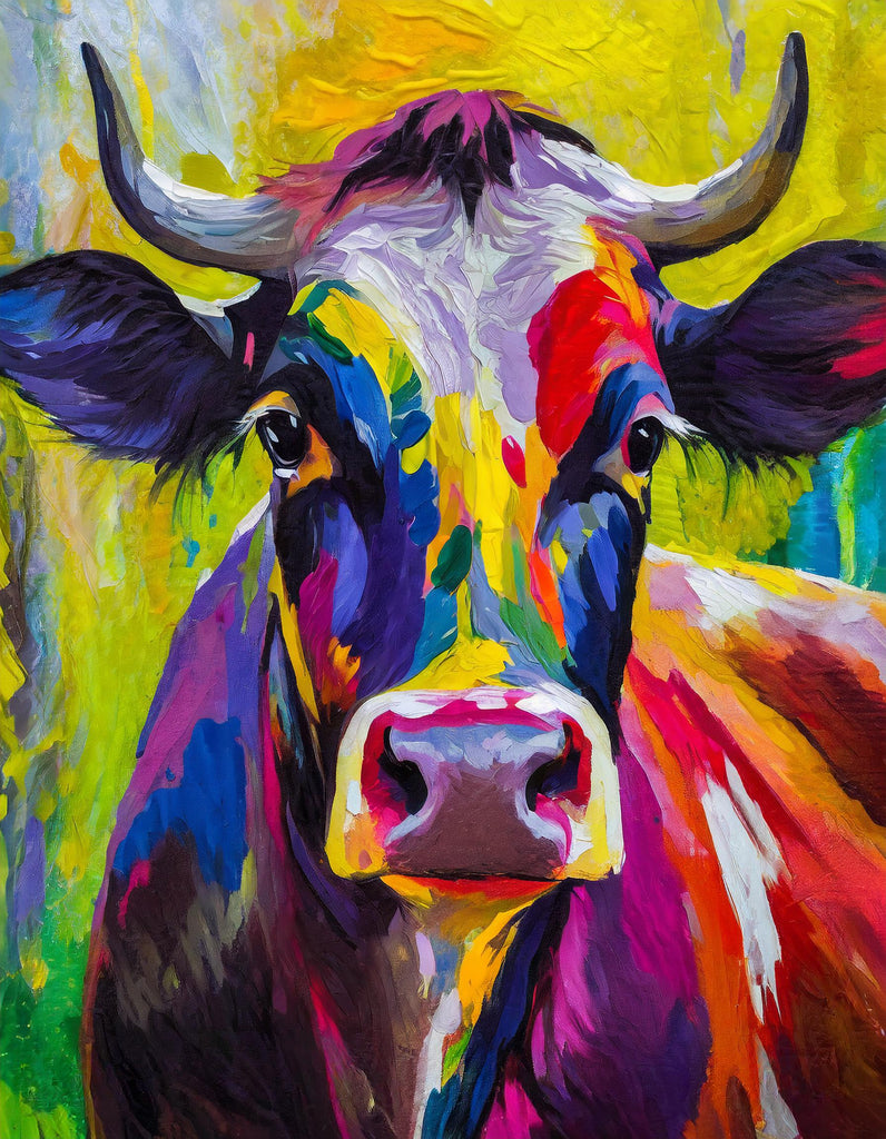 diamond painting kleurrijke koe