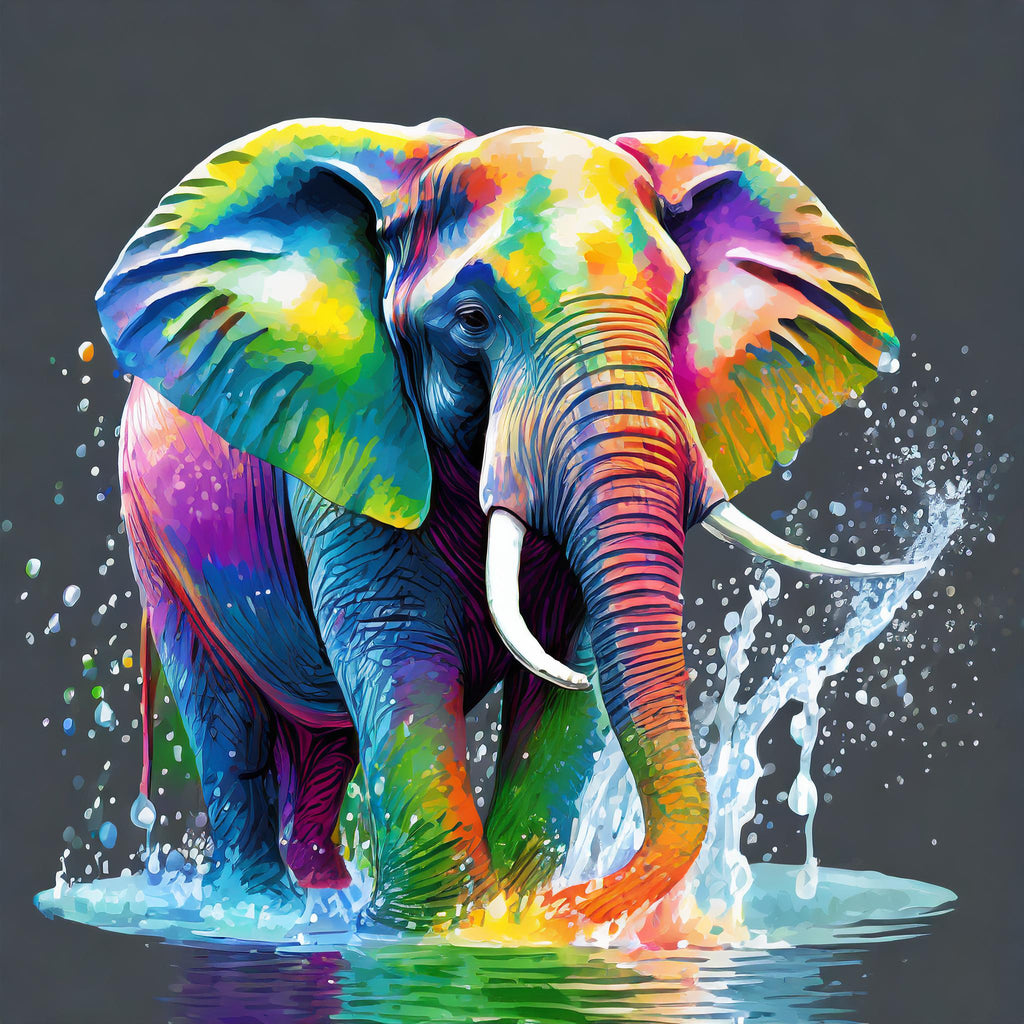 Diamond painting olifant kleurrijk 