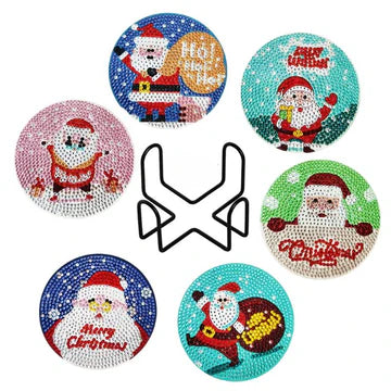 diamond painting onderzetters kerstman