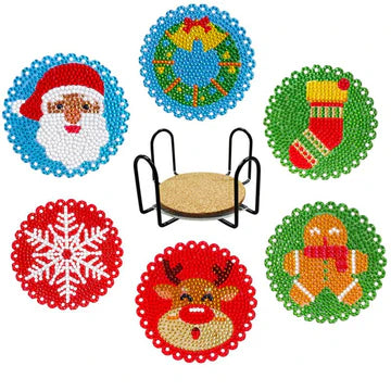 Diamond painting onderzetters kerstmis
