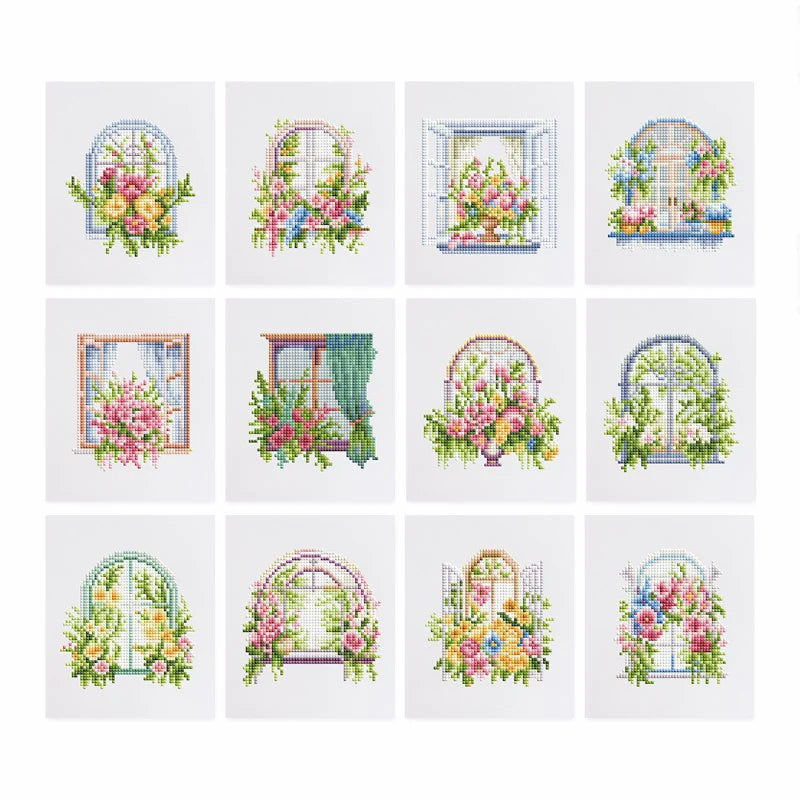 Diamond painting mini bloemen bij raam