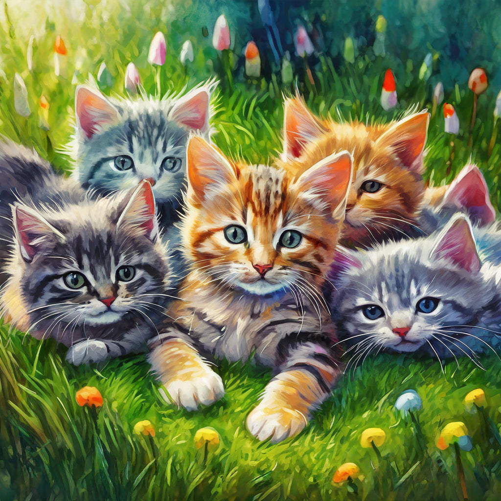 4 Mini Diamond Paintings - Katten set - Happy Painting 4 Mini Diamond Paintings - Katten set - Happy Painting