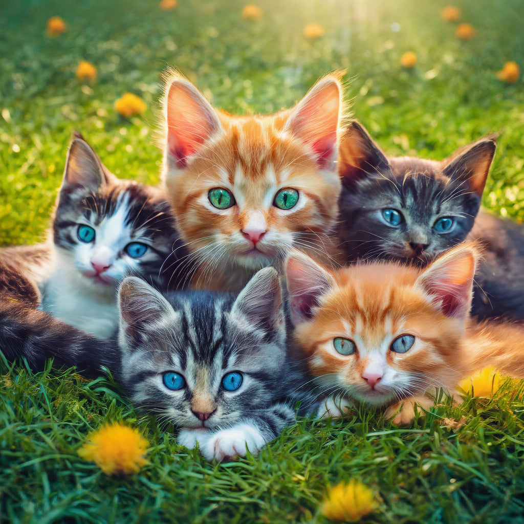 Diamond painting vijf schattige kittens 