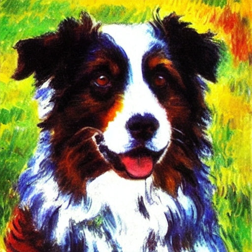 Diamond painting vrolijke australian shepherd hond