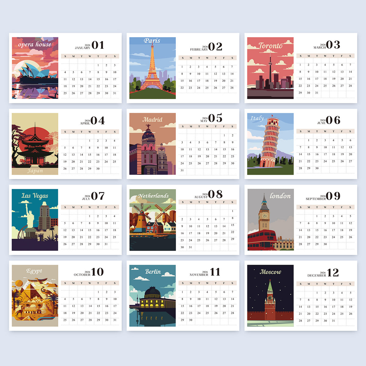 Schilderen op nummer | kalender 2026 steden