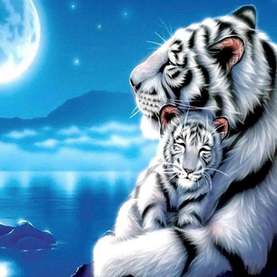 diamond painting witte tijgers