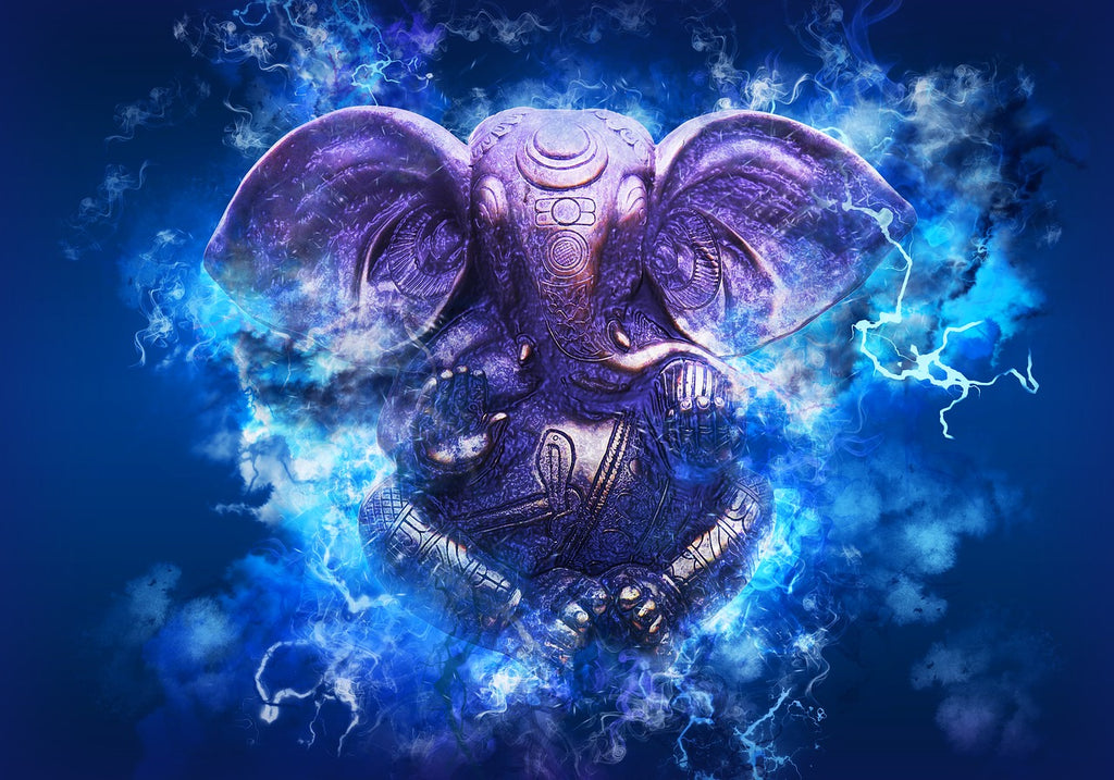 Diamond painting ganesh olifant blauw