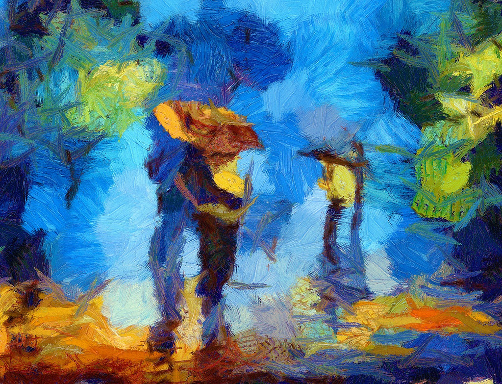 Diamond painting in regen lopen abstract