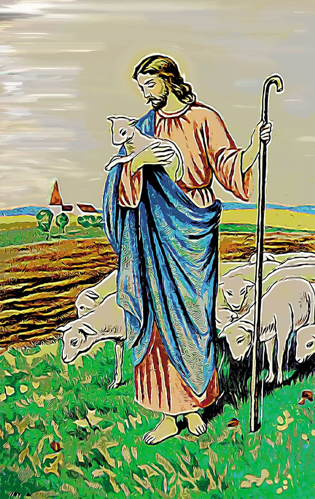 Diamond painting jezus christus met schapen
