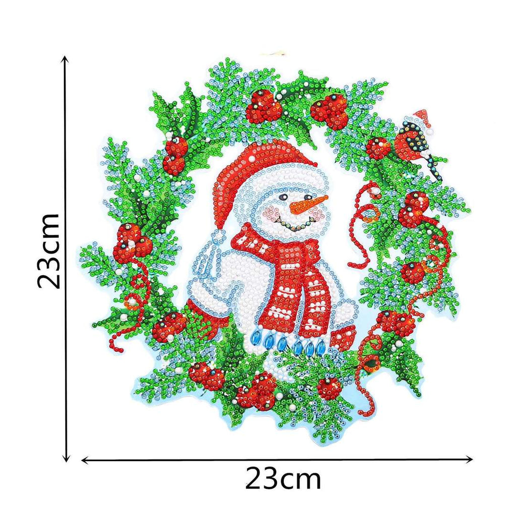 Diamond painting kerstkrans sneeuwpop