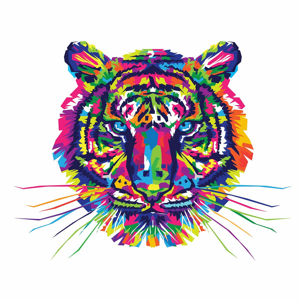 Diamond painting kleurrijke tijgerkop