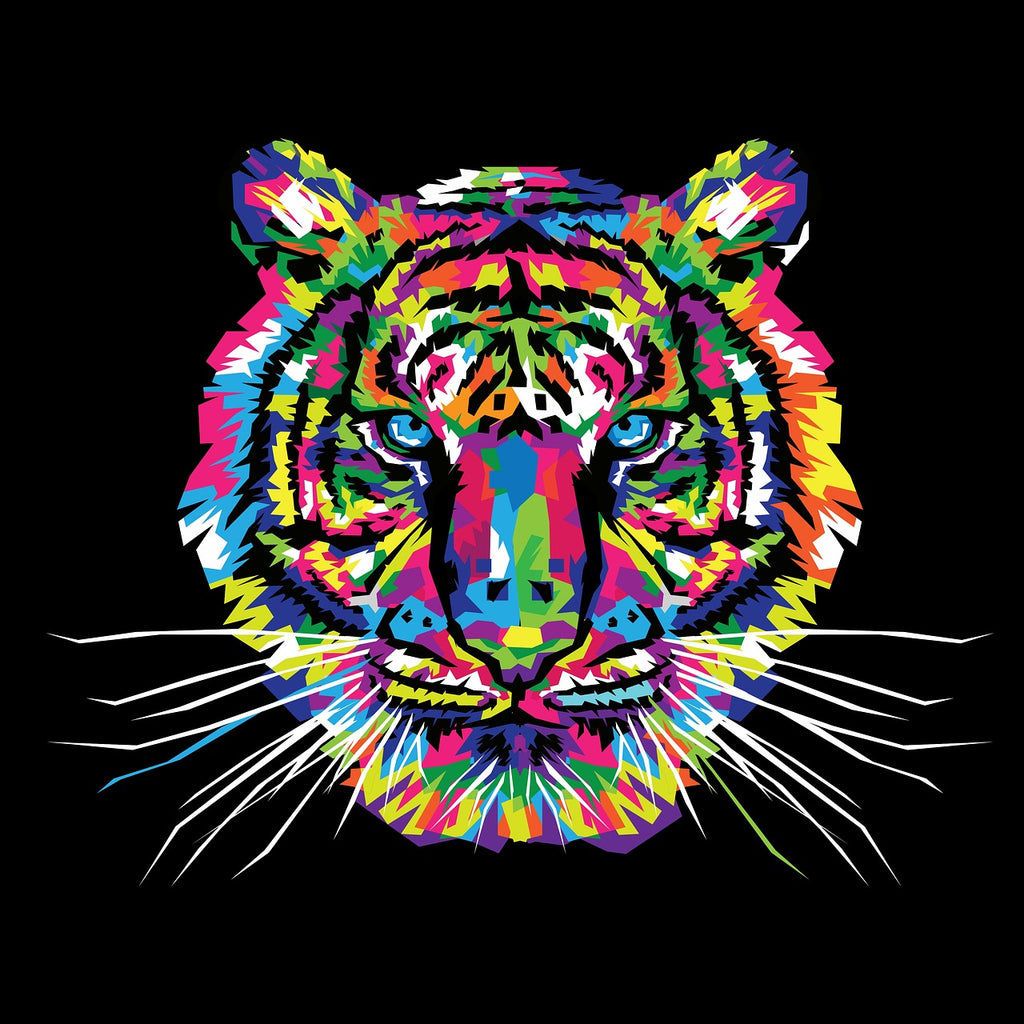 Diamond painting kop tijger kleurrijk