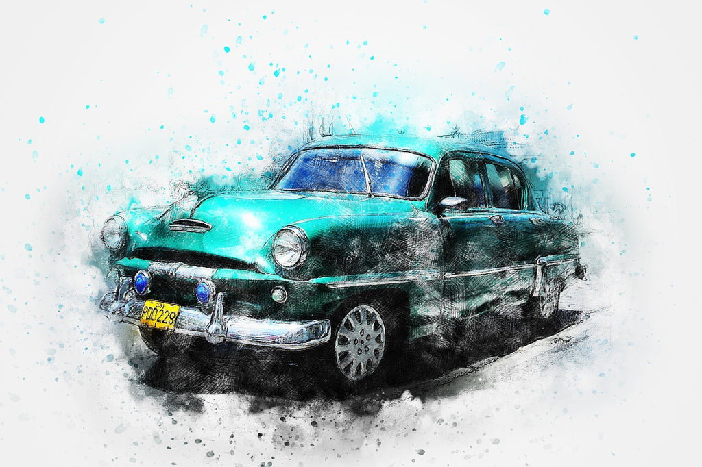 diamond painting oldtimer blauw