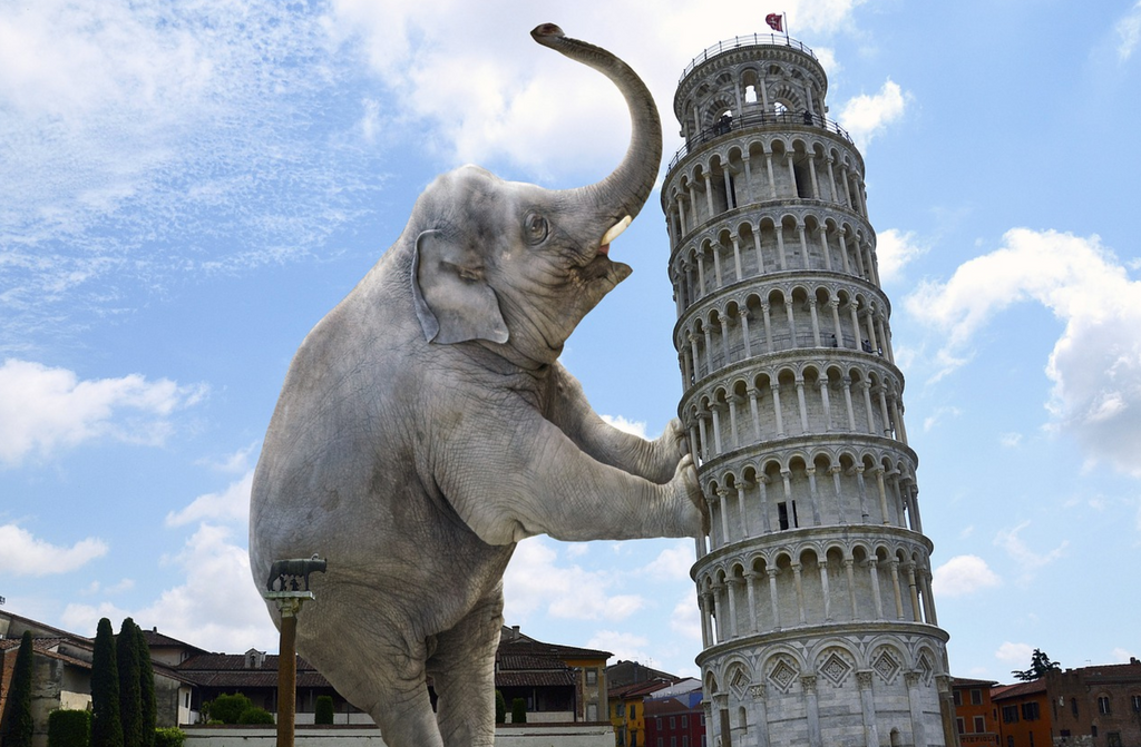 Diamond painting olifant Toren van Pisa