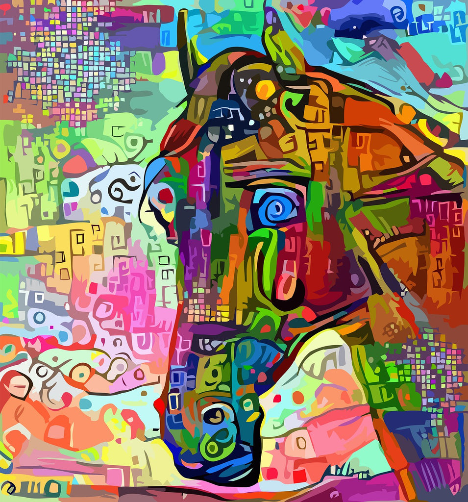 diamond painting paard kleurrijk