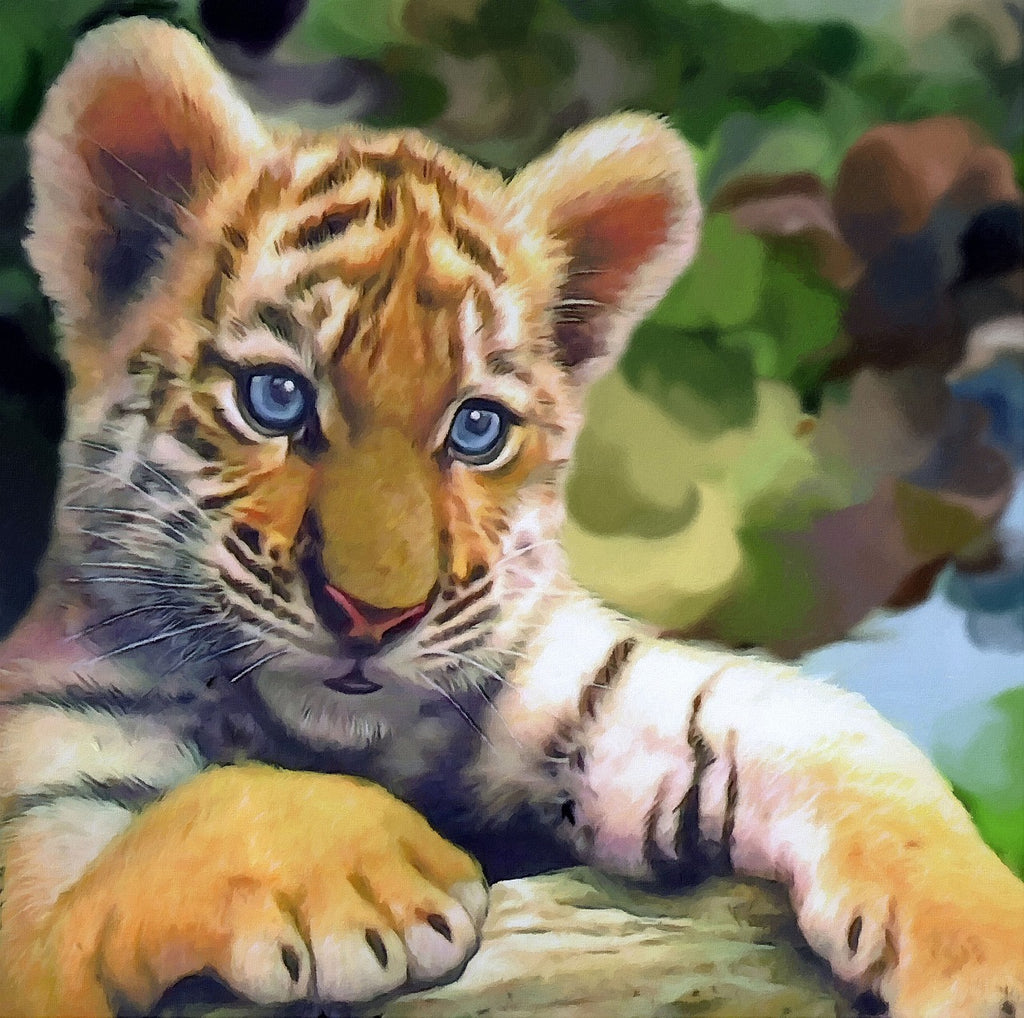 Diamond painting tijger welp