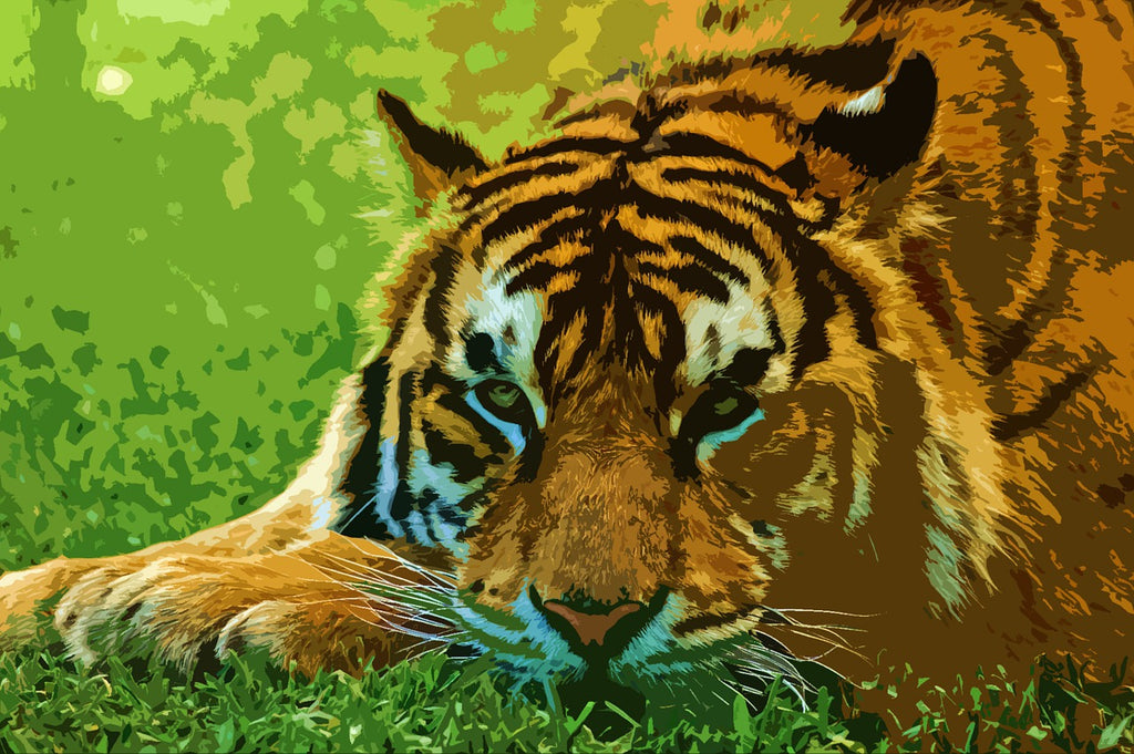 Diamond painting tijger op jacht kunst