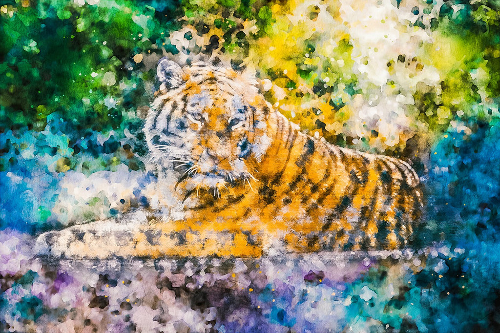 Diamond painting tijger waterverf