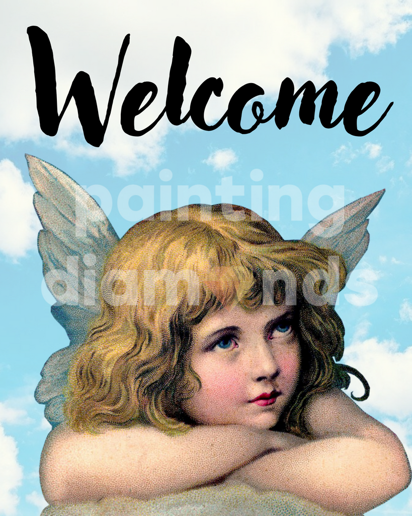 Diamond painting vintage engel welcome