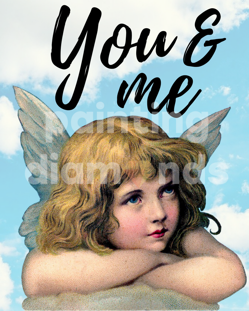 Diamond painting vintage engel you and me
