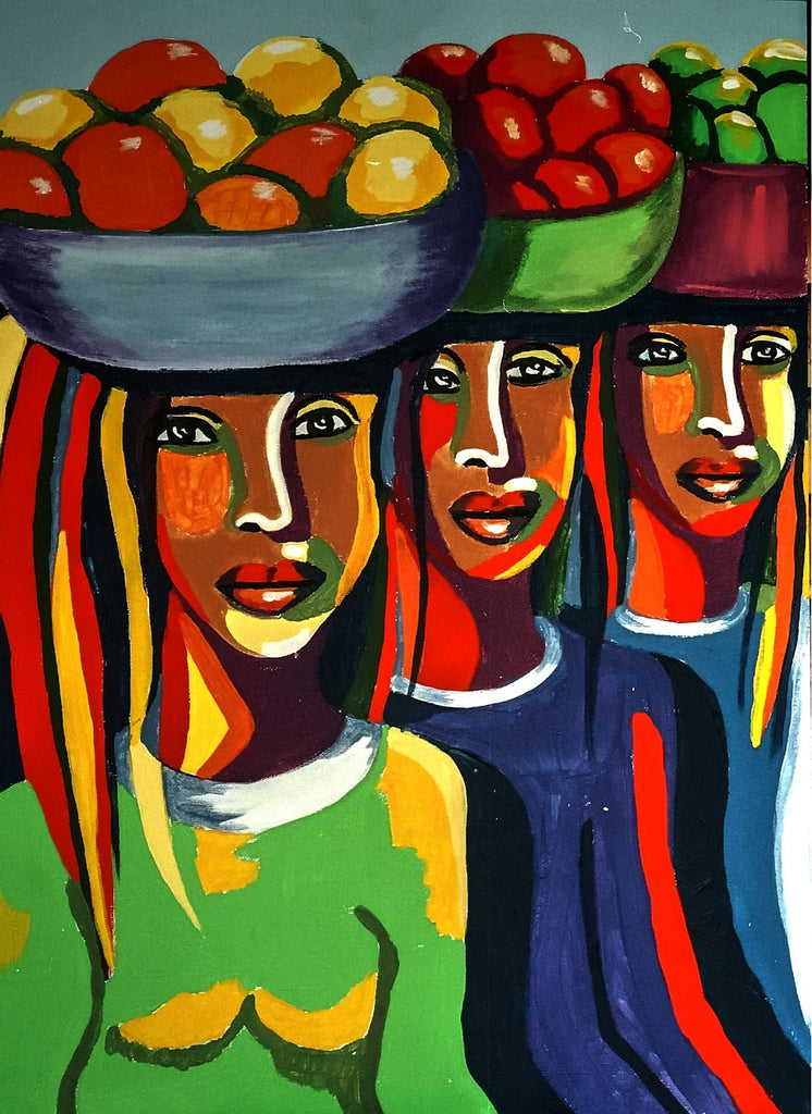 Diamond painting vrouwen met fruit kunst