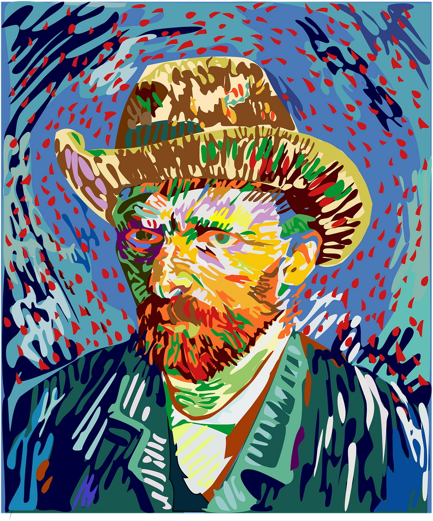 Diamond painting zelfportret kleurrijk Vincent van Gogh