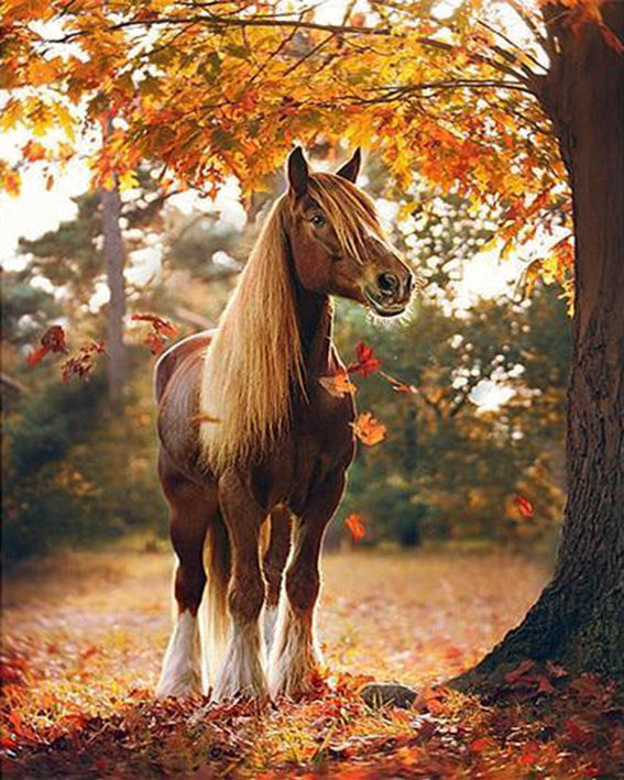 diamond painting paard herfst