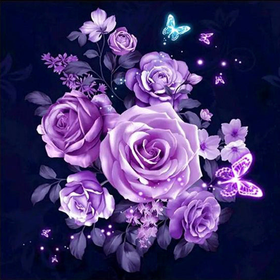 diamond painting rozen paars 