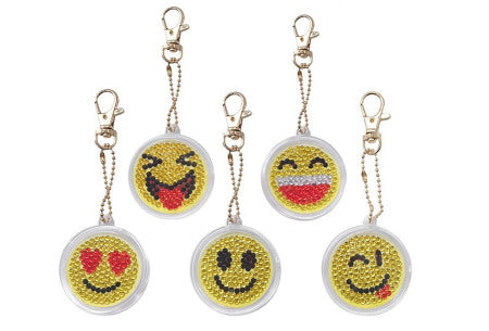 Diamond painting sleutelhangers smiley's | 5 stuks Diamond painting sleutelhangers smiley's | 5 stuks