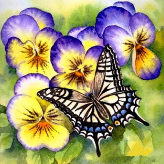 diamond painting vlinder viooltjes