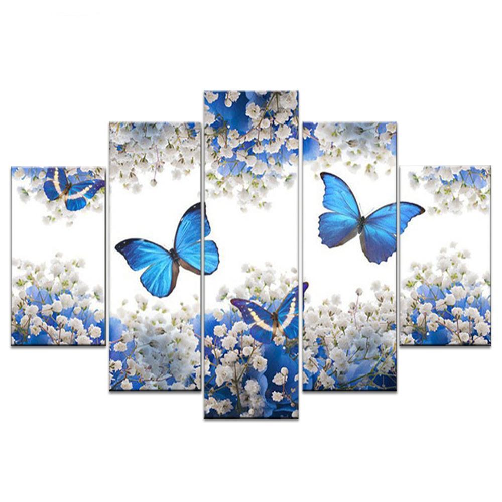 diamond painting vijfluik vlinder blauw
