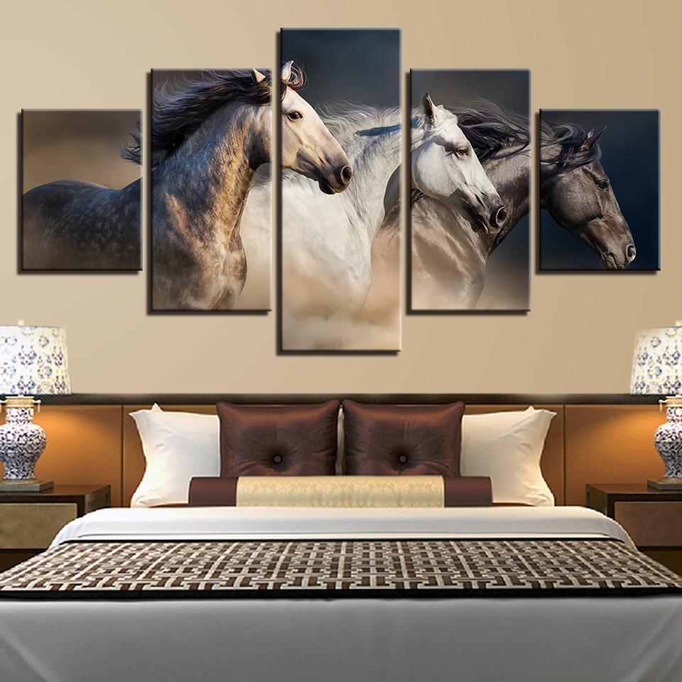 diamond painting vijfluik paarden zwart en wit