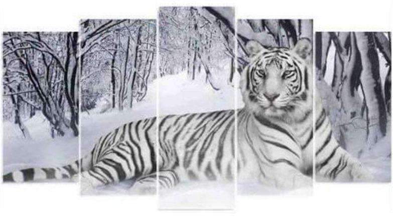 diamond painting vijfluik witte tijger
