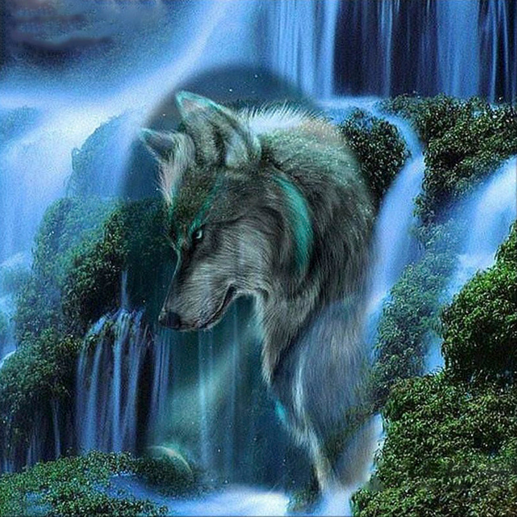 diamond painting wolf waterval