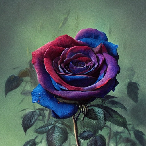 diamond painting blauwe en roze roos