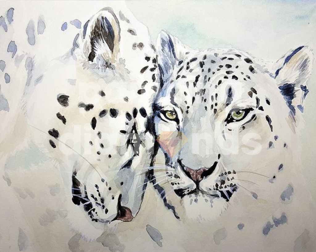 Diamond Painting sneeuw luipaard exclusief design bij Painting Diamonds