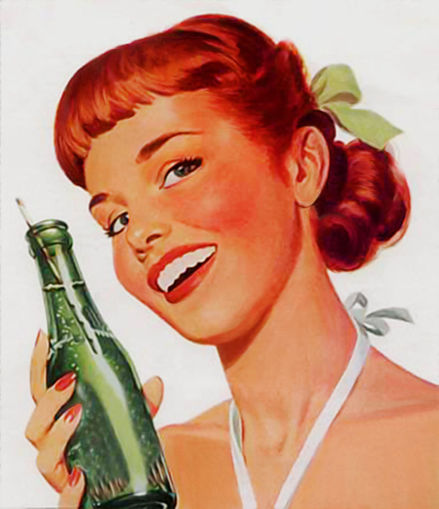 Diamond painting vintage meisje met frisdrank