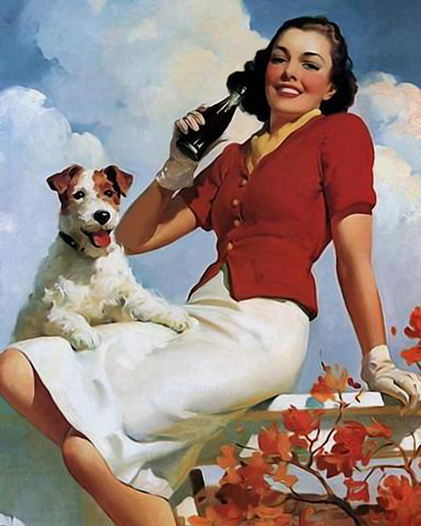 Diamond painting vintage vrouw met hond