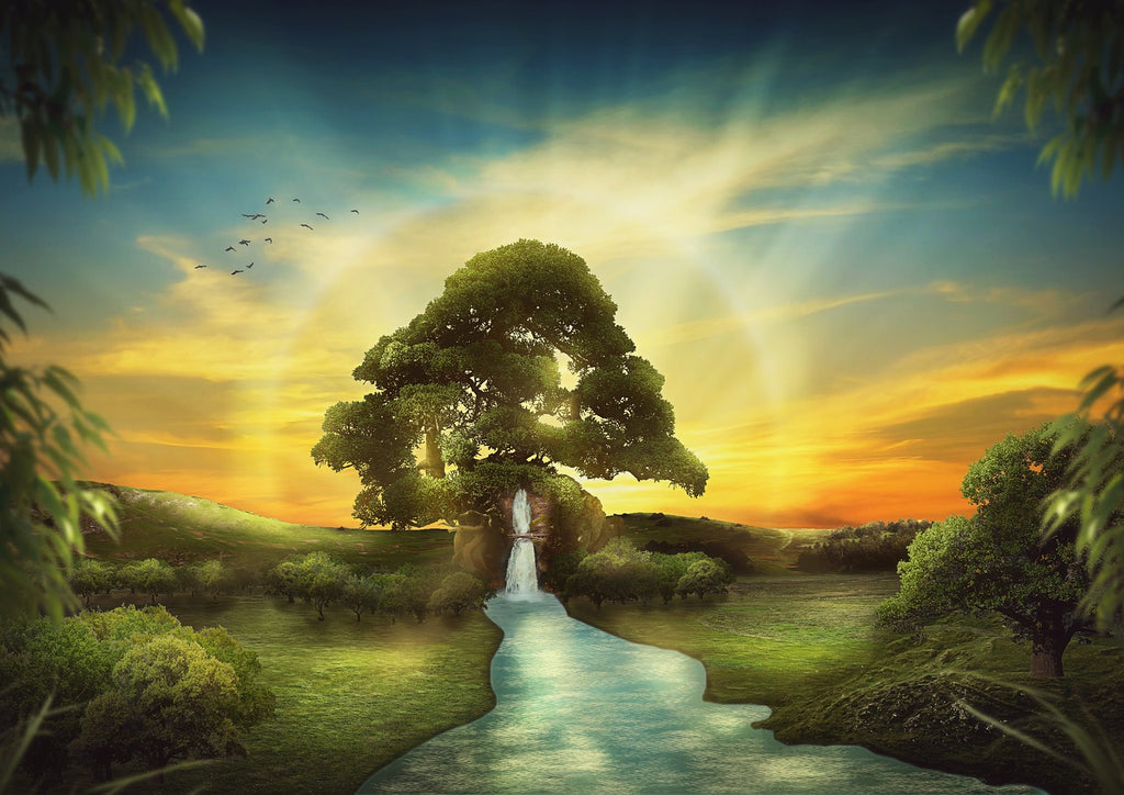 Diamond painting waterval zonsopkomst